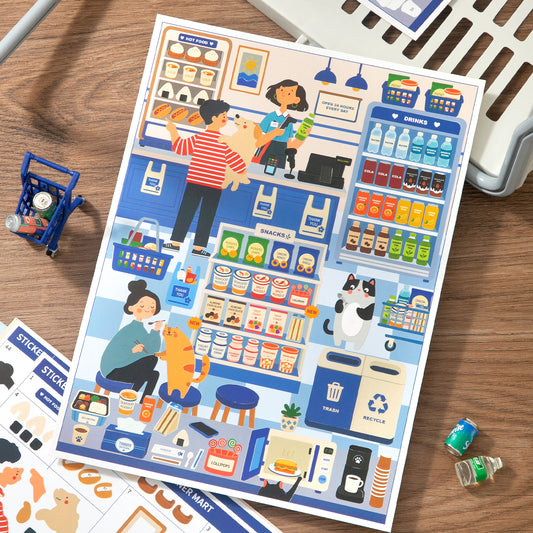 [Corner Mart] Sticker By Number Scene Kit