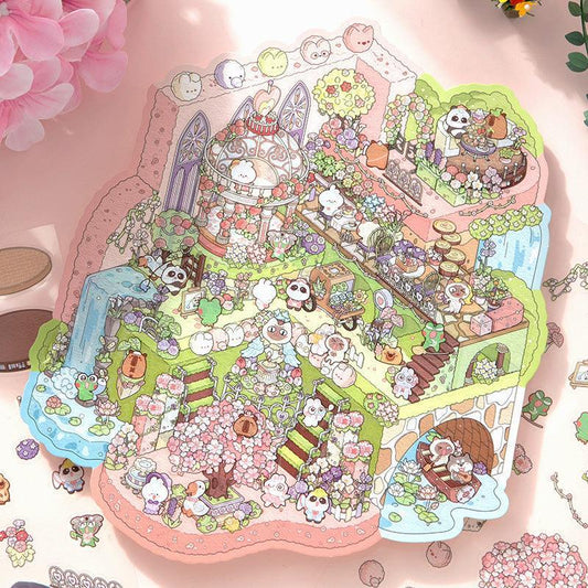 [Wonderful Garden] XL Series Isometric Scene Stickers - Cozy Sticker Room