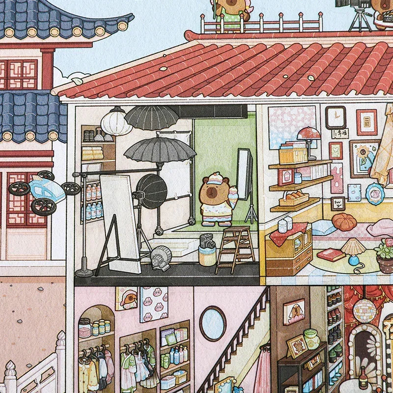 [Film Studio] Front-View XL Scene Stickers - Cozy Sticker Room