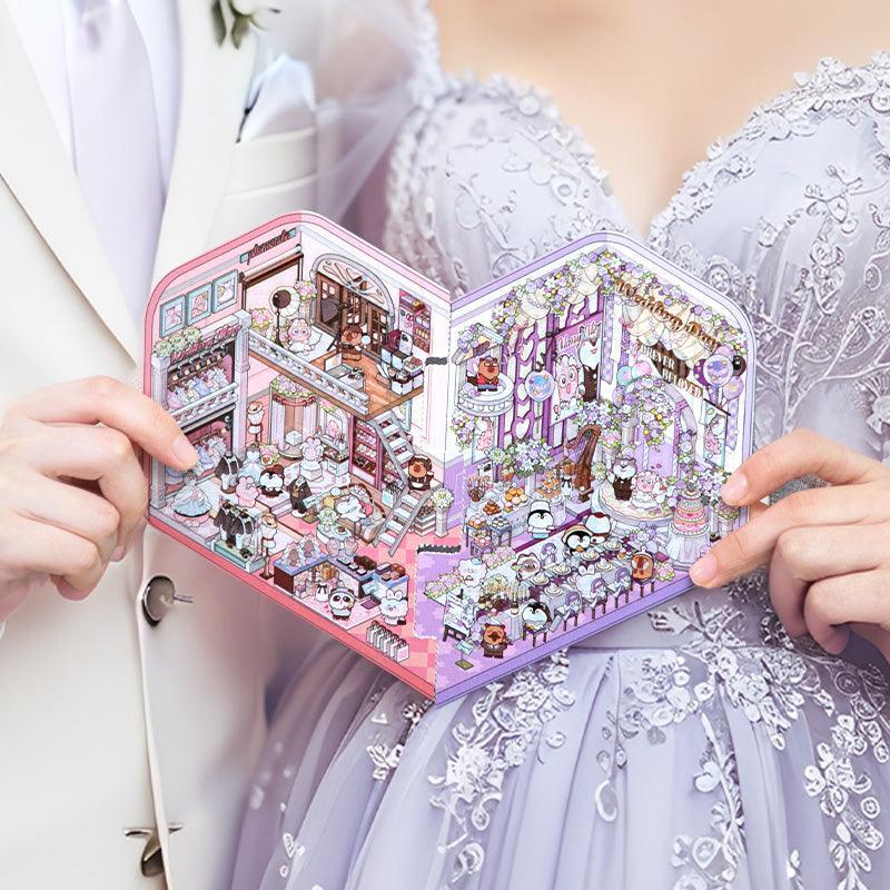 [Romantic Wedding] Interactive 2-in-1 Isometric Scene Stickers - Cozy Sticker Room