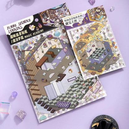[Magic Academy] XL Series Isometric Scene Stickers - Cozy Sticker Room