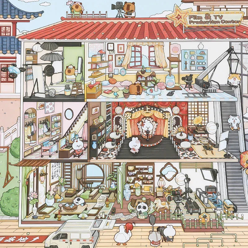 [Film Studio] Front-View XL Scene Stickers - Cozy Sticker Room
