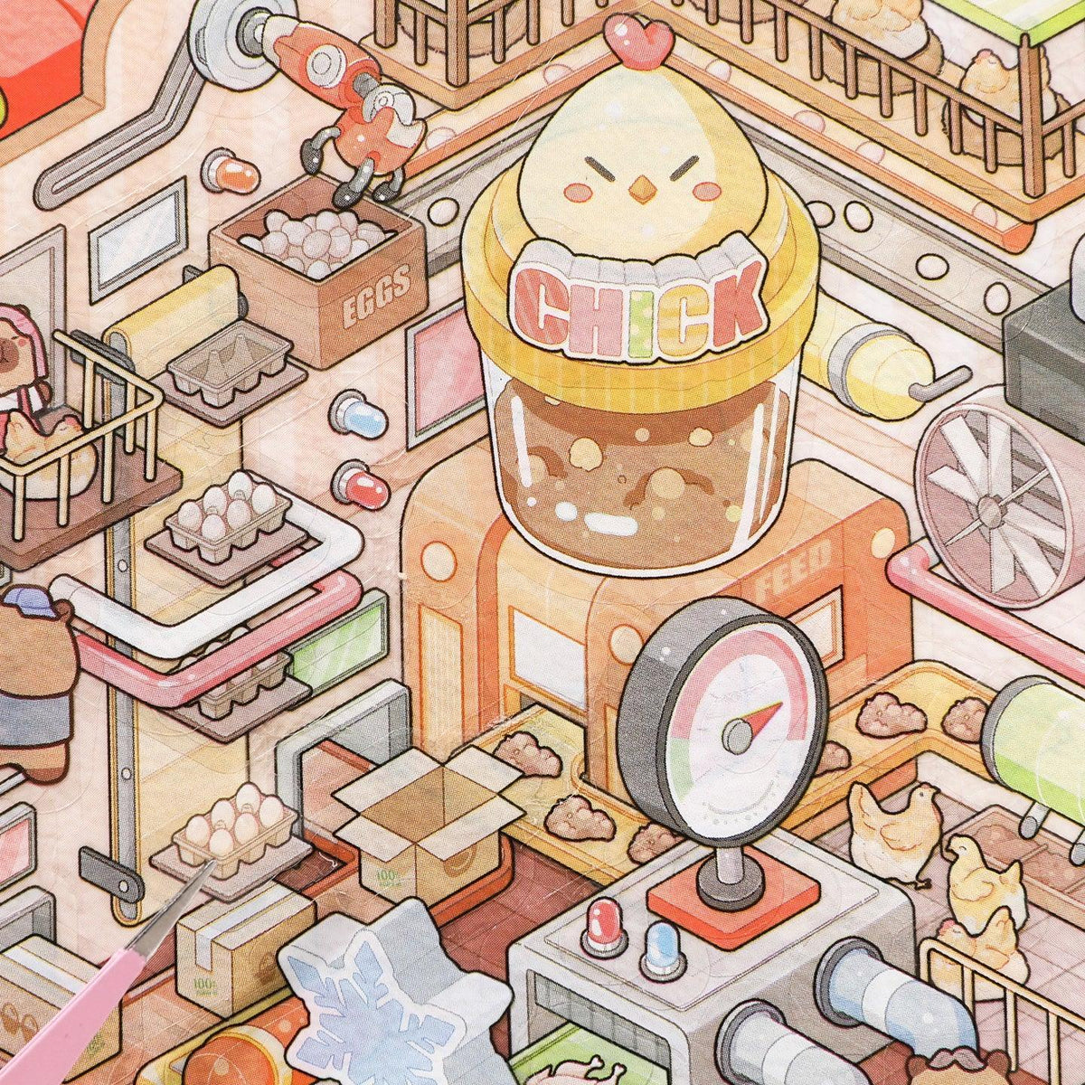 [Chicken and Egg Factory] Isometric Miniature Scene Stickers - Cozy Sticker Room