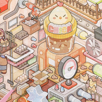 [Chicken and Egg Factory] Isometric Miniature Scene Stickers - Cozy Sticker Room