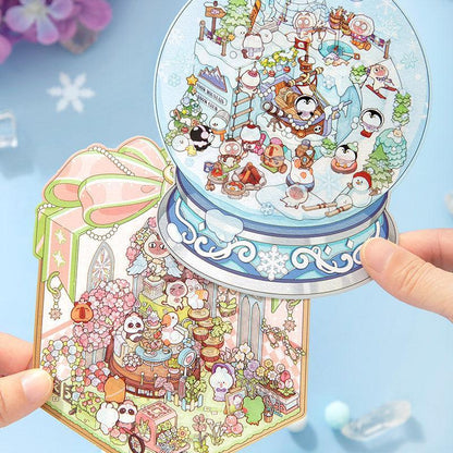 [Snow Globe] Isometric Miniature Scene Stickers - Cozy Sticker Room