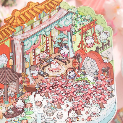 [Palace Blossoms in Snow] XL Series Isometric Scene Stickers - Cozy Sticker Room