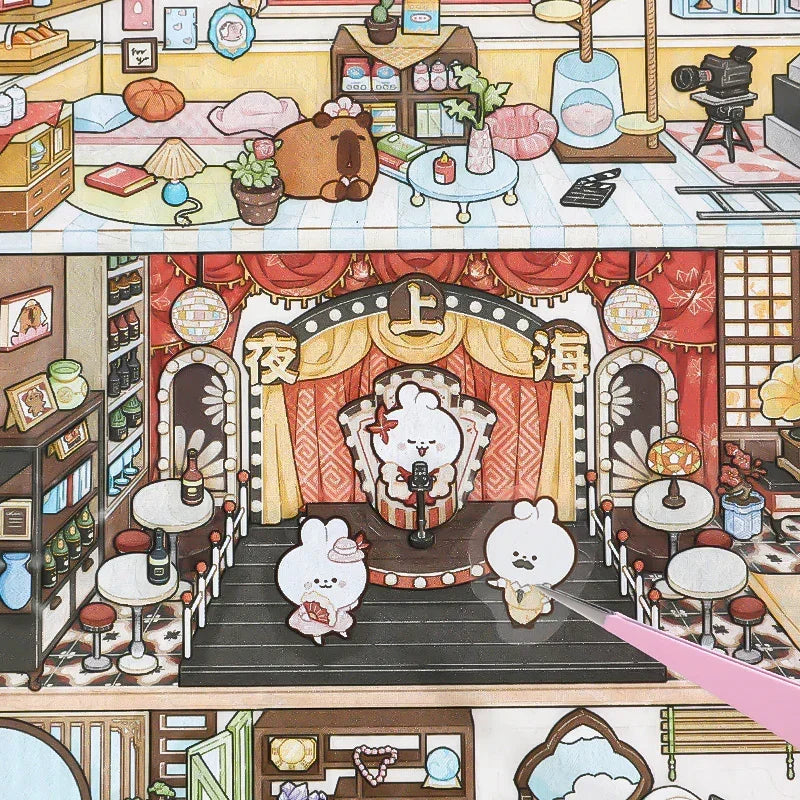 [Film Studio] Front-View XL Scene Stickers - Cozy Sticker Room