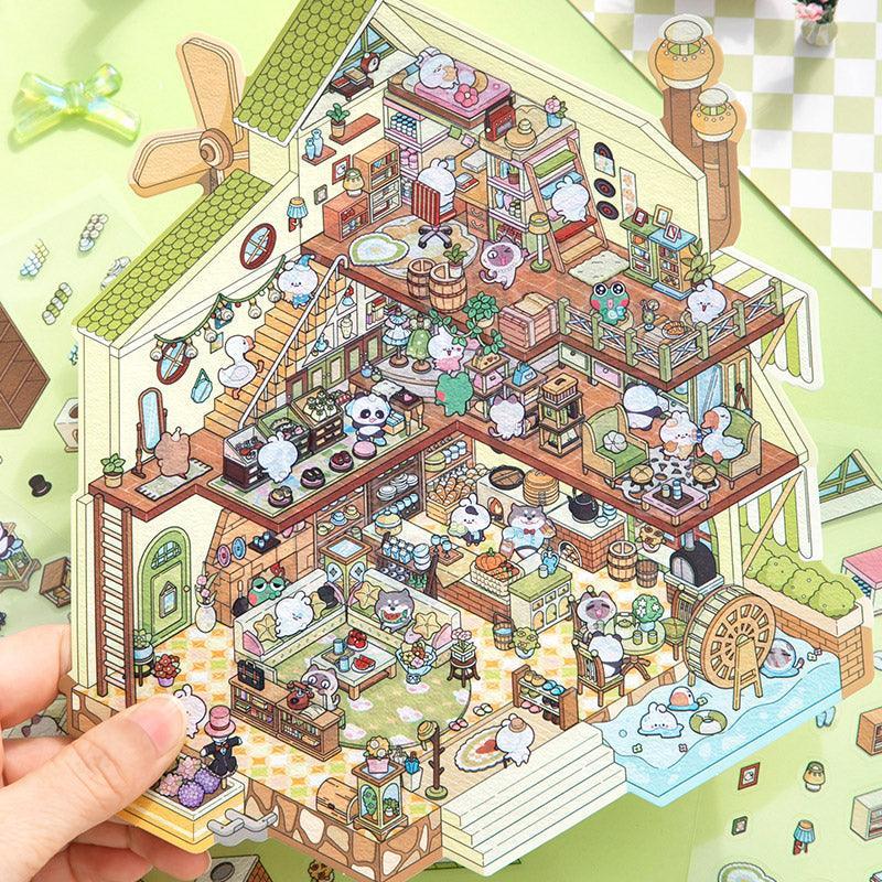 [Moving Castle] XL Series Isometric Scene Stickers - Cozy Sticker Room