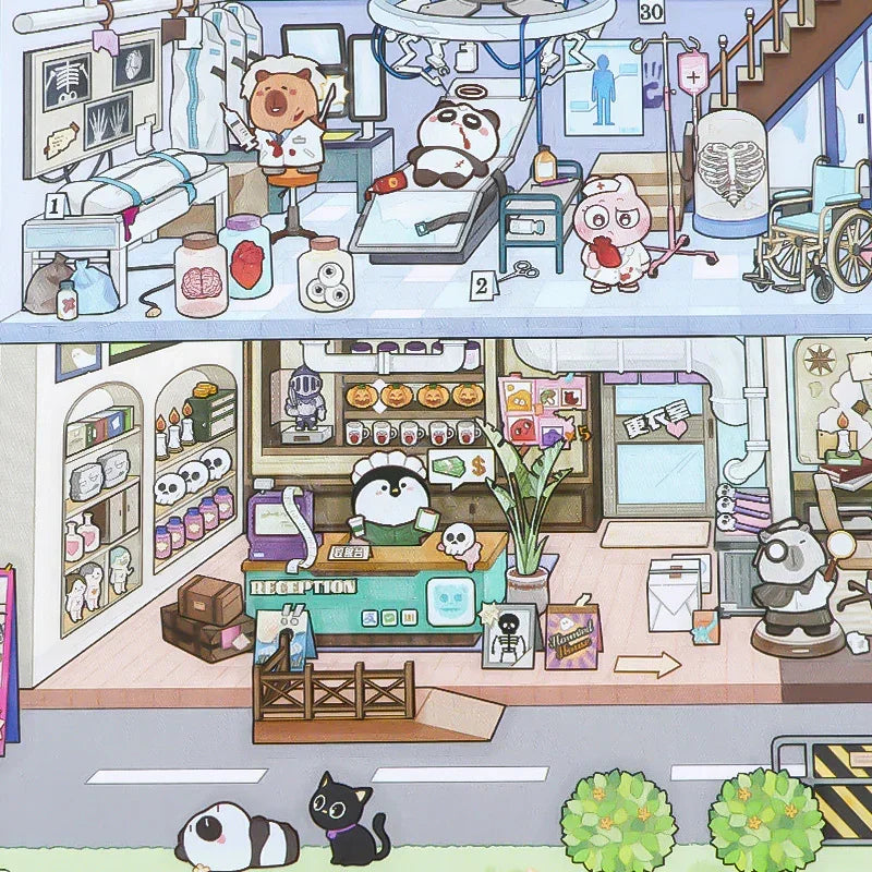 [Escape Room] Front-View XL Scene Stickers - Cozy Sticker Room