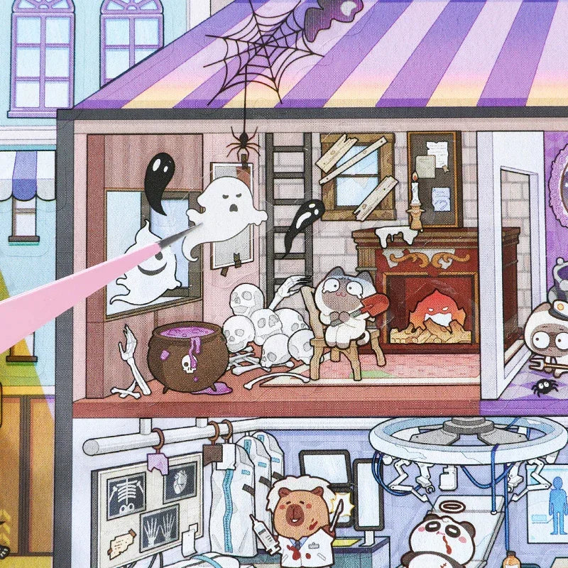 [Escape Room] Front-View XL Scene Stickers - Cozy Sticker Room