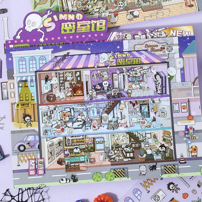 [Escape Room] Front-View XL Scene Stickers - Cozy Sticker Room