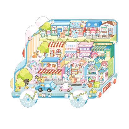 [Happy Town] XL Series Isometric Scene Stickers - Cozy Sticker Room