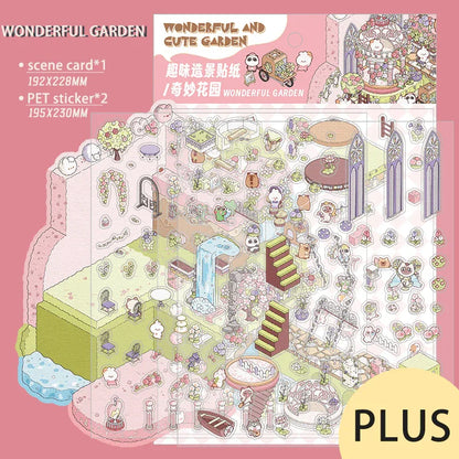[Wonderful Garden] XL Series Isometric Scene Stickers - Cozy Sticker Room