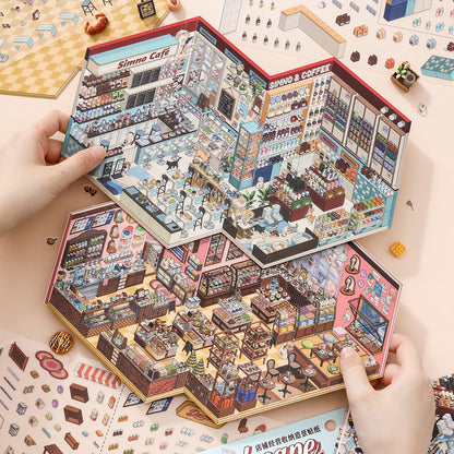 [Pet Cafe] XL Series Isometric Scene Stickers