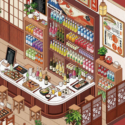 [Japanese Restaurant] XL Series Isometric Scene Stickers