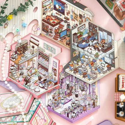 [Radio] Isometric Miniature Sticker Scene Card - Cozy Sticker Room