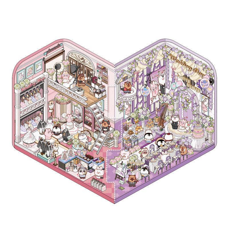 [Romantic Wedding] Interactive 2-in-1 Isometric Scene Stickers - Cozy Sticker Room