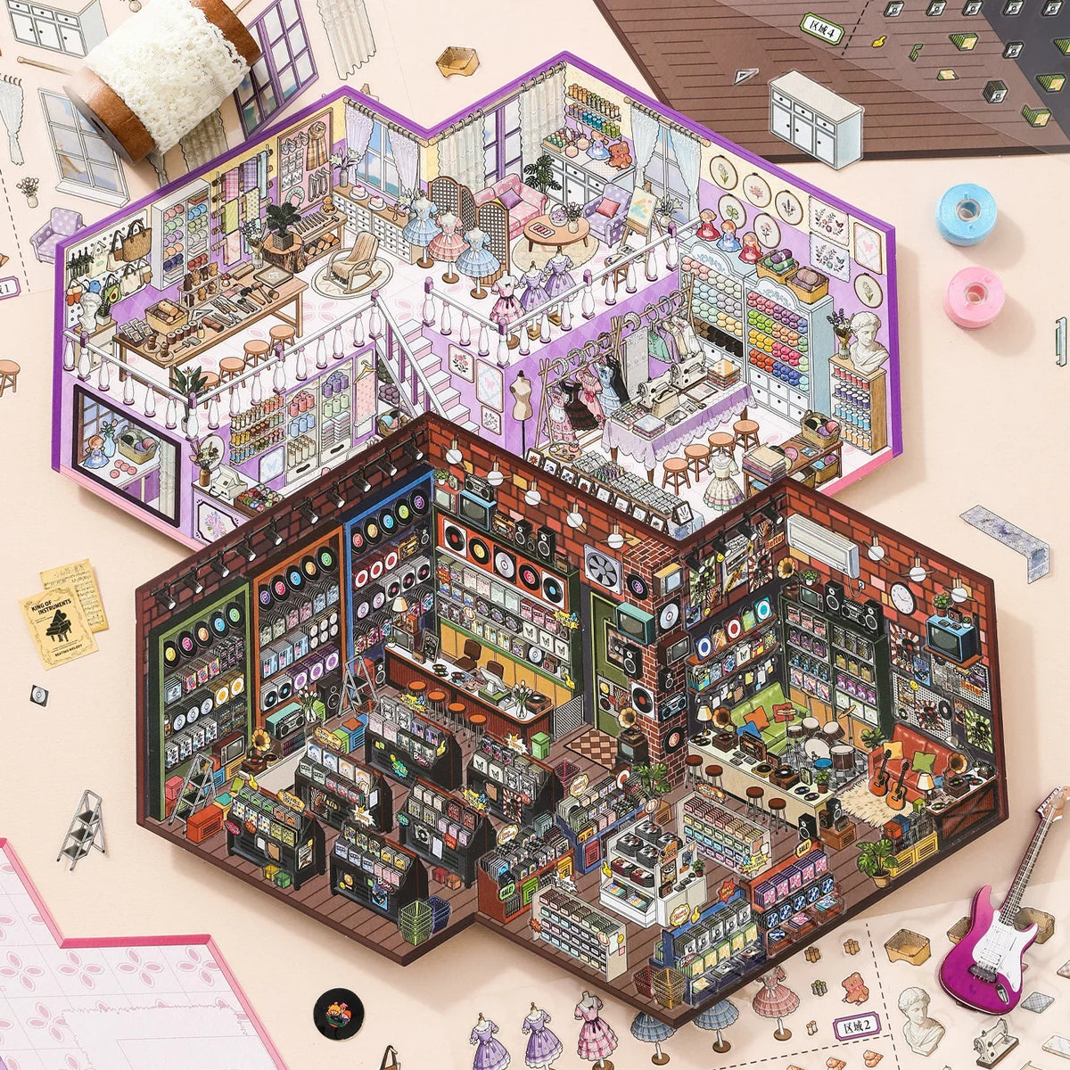 [Record Store] XL Series Isometric Scene Stickers