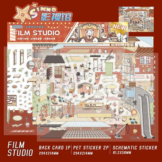 [Film Studio] Front-View XL Scene Stickers - Cozy Sticker Room