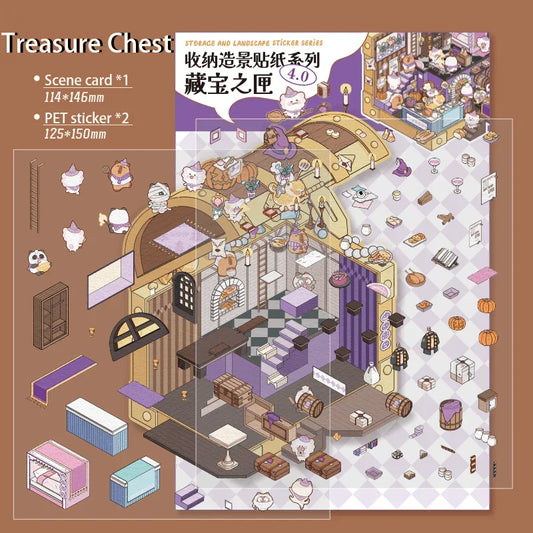 [Treasure Chest] Isometric Miniature Scene Stickers - Cozy Sticker Room
