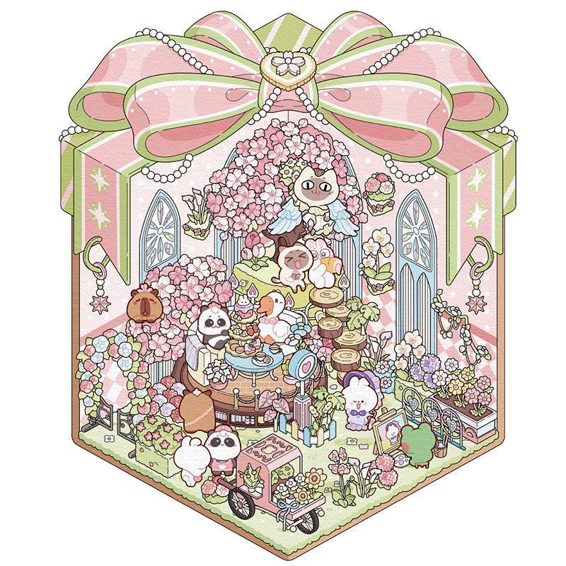 [Flower Gift Box] Isometric Miniature Scene Stickers - Cozy Sticker Room