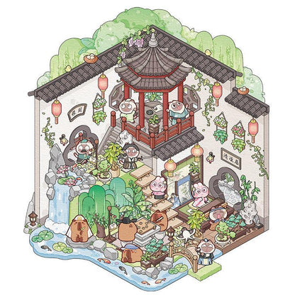 [Chinese Tranquil Courtyard] XL Series Isometric Scene Stickers - Cozy Sticker Room