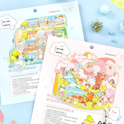 [Wildfield Chronicles] XL Series Isometric Scene Stickers - Cozy Sticker Room
