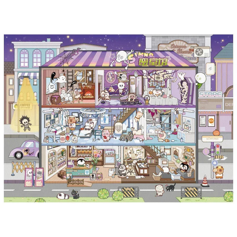 [Escape Room] Front-View XL Scene Stickers - Cozy Sticker Room