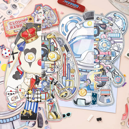 [Clown Rabbit] 3-Layer Clockwork XL Scene Stickers