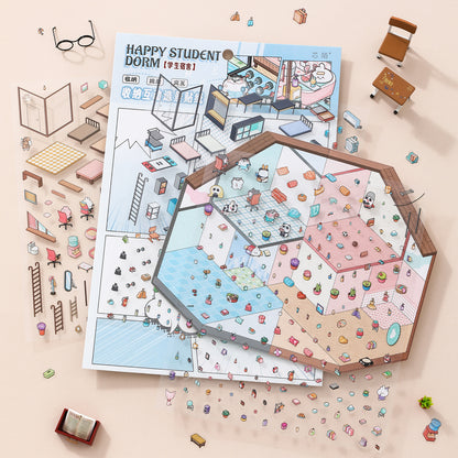 [Happy Student Dorm] Interactive 2-in-1 Isometric Scene Stickers