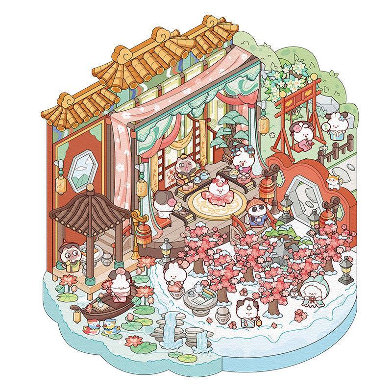 [Palace Blossoms in Snow] XL Series Isometric Scene Stickers - Cozy Sticker Room