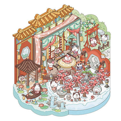 [Palace Blossoms in Snow] XL Series Isometric Scene Stickers - Cozy Sticker Room
