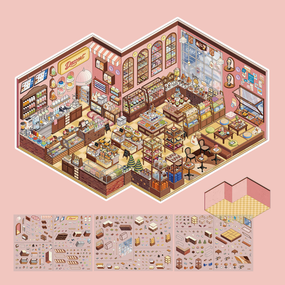 [Dessert Shop] XL Series Isometric Scene Stickers
