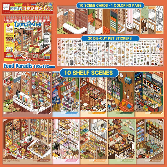 [Food Paradise] 10-in-1 Immersive Scene Sticker Book