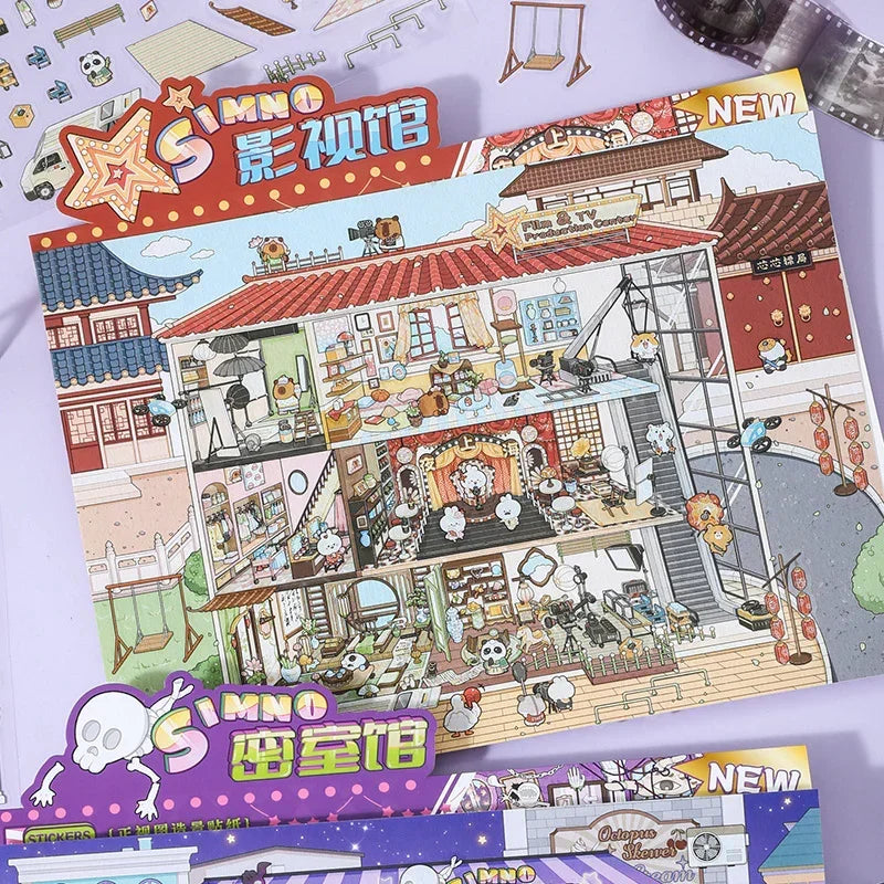 [Film Studio] Front-View XL Scene Stickers - Cozy Sticker Room