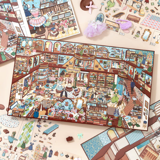 [Vintage Clothing Store] XXL Front View Scene Sticker