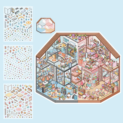 [Happy Student Dorm] Interactive 2-in-1 Isometric Scene Stickers