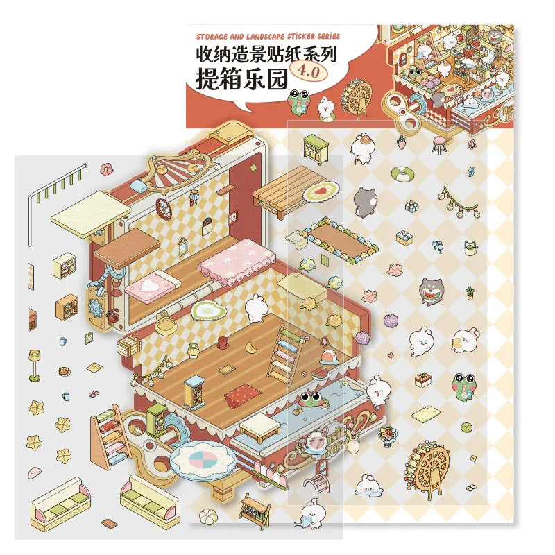[Suitcase Paradise] Isometric Miniature Scene Stickers - Cozy Sticker Room
