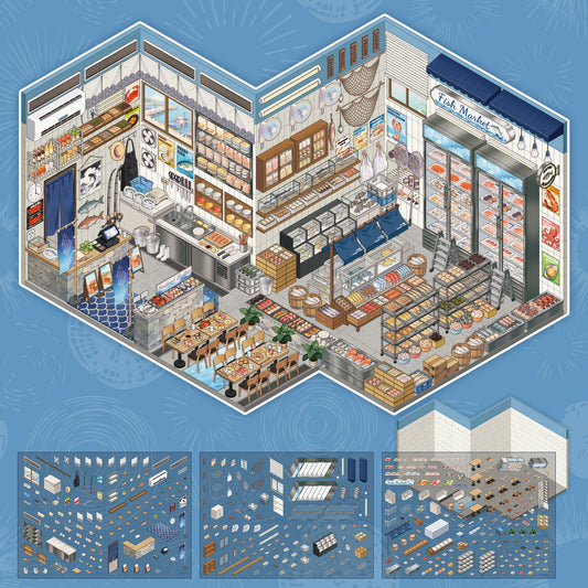 [Fish Market] XL Series Isometric Scene Stickers