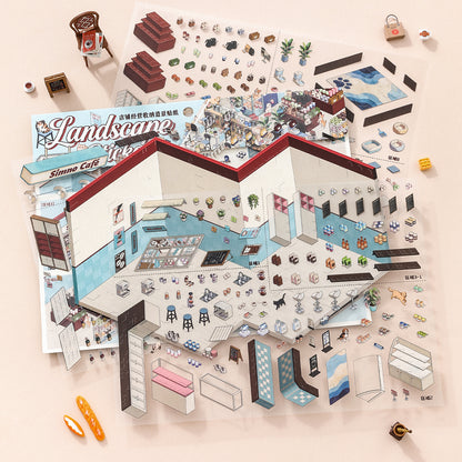 [Pet Cafe] XL Series Isometric Scene Stickers