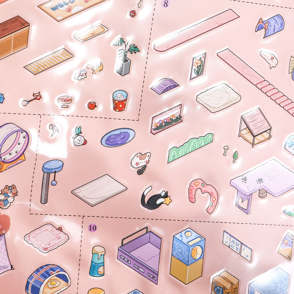 [Cat and Dog Diary] Interactive 2-in-1 Isometric Scene Stickers
