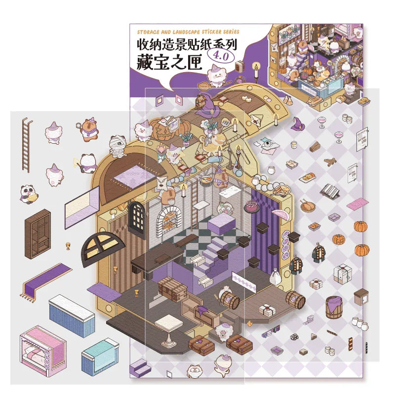 [Treasure Chest] Isometric Miniature Scene Stickers - Cozy Sticker Room