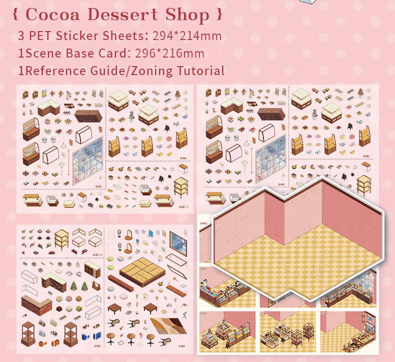 [Dessert Shop] XL Series Isometric Scene Stickers