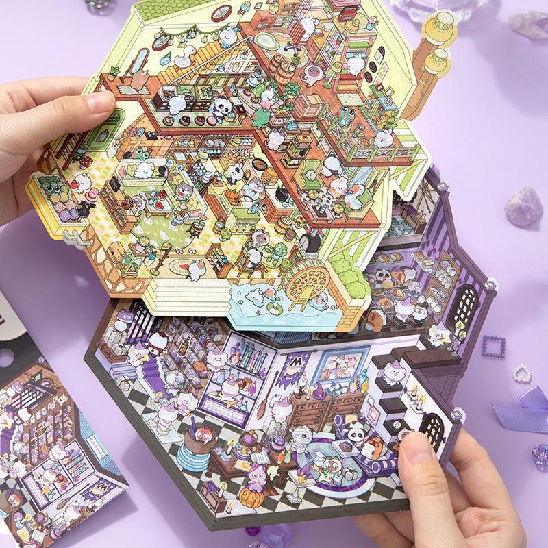 [Moving Castle] XL Series Isometric Scene Stickers - Cozy Sticker Room
