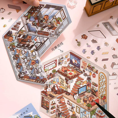[Working Diary] Interactive 2-in-1 Isometric Scene Stickers - Cozy Sticker Room