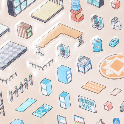 [Happy Student Dorm] Interactive 2-in-1 Isometric Scene Stickers