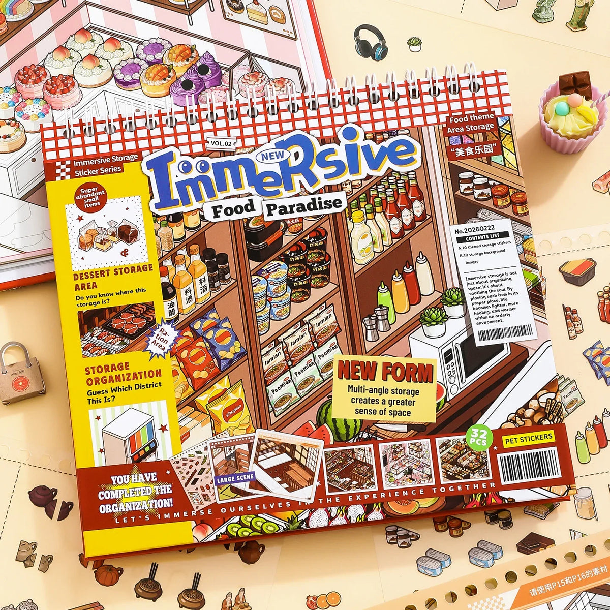 [Food Paradise] 10-in-1 Immersive Scene Sticker Book