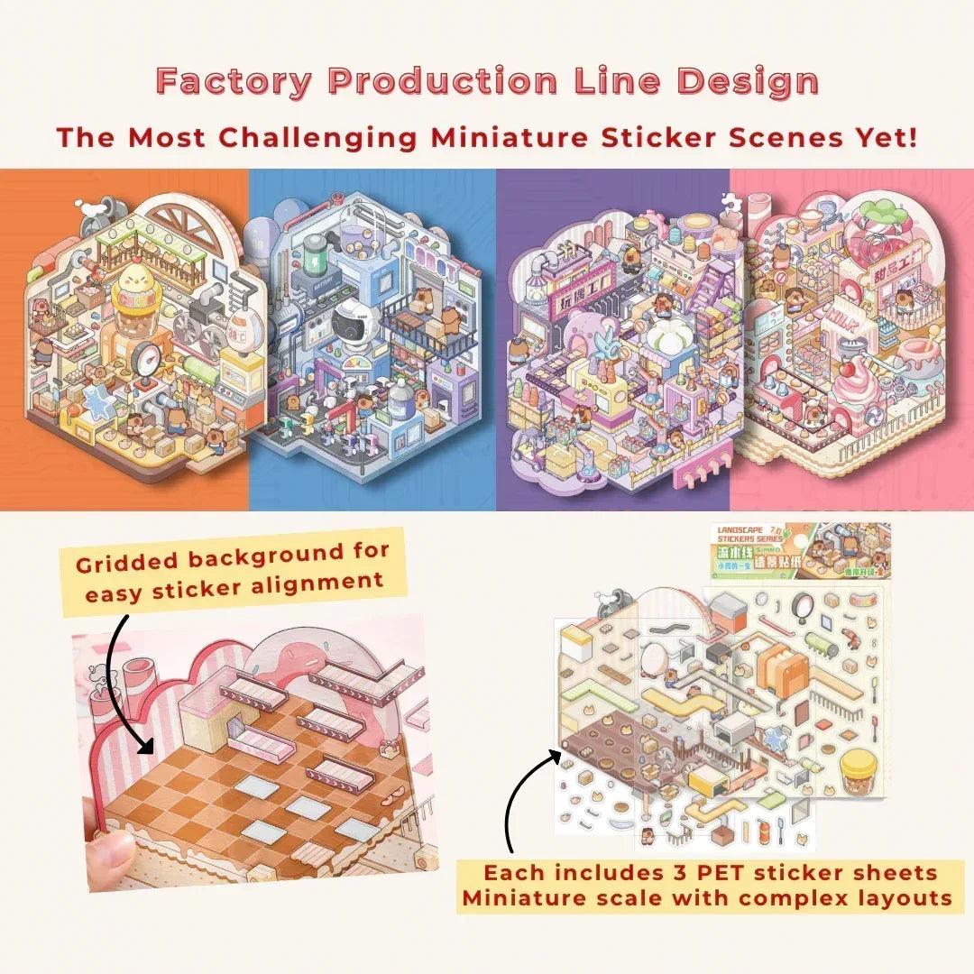 [Robot Factory] Isometric Miniature Scene Stickers - Cozy Sticker Room