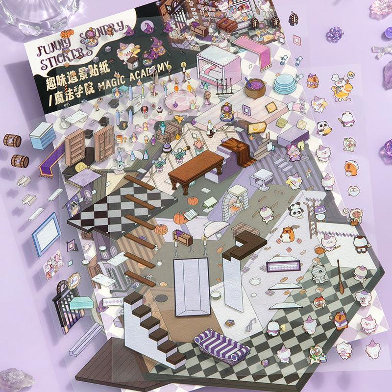 [Magic Academy] XL Series Isometric Scene Stickers - Cozy Sticker Room