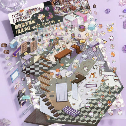 [Magic Academy] XL Series Isometric Scene Stickers - Cozy Sticker Room